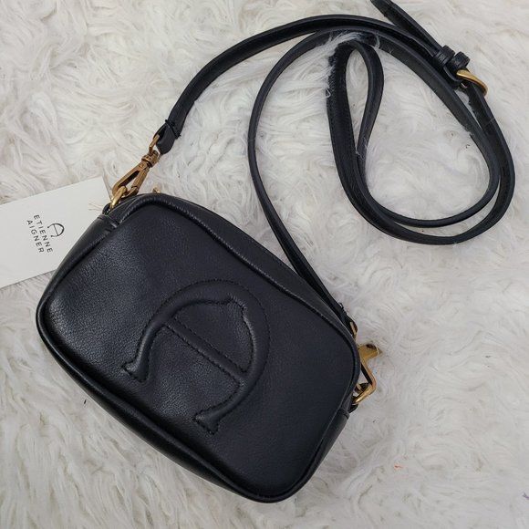 Etienne Aigner Black Leather Adeline Mini Crossbody Camera Bag - Picture 1 of 10